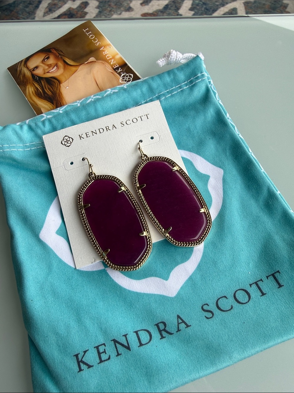 Kendra Scott Deep Plum Ella Statement Earrings in Purple Magenta - Picture 3 of 4